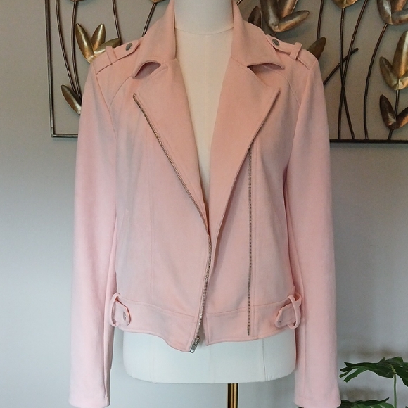 Pink Microsuede Moto Jacket - Picture 10 of 14